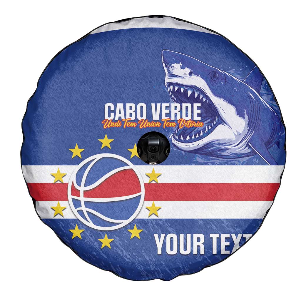 Cape Verde Basketball Custom Spare Tire Cover Come On Blue Sharks LT14