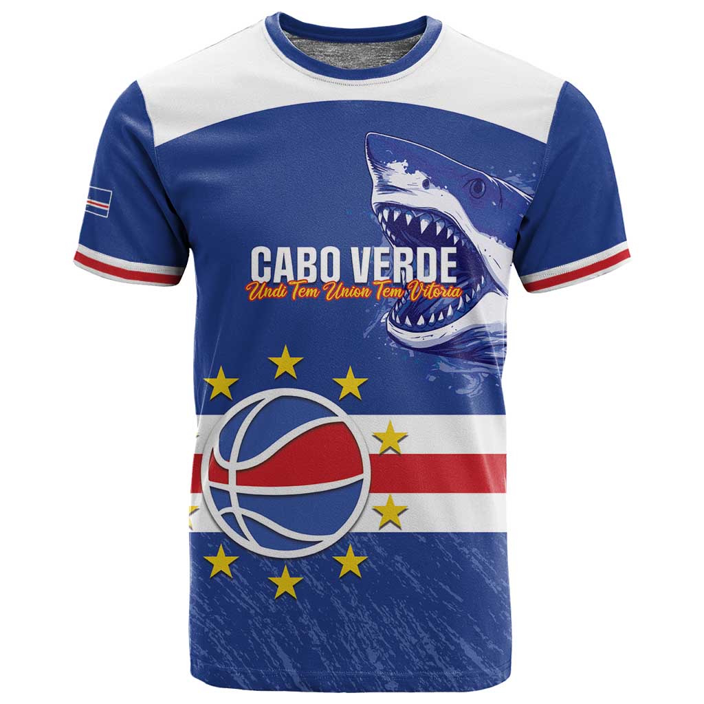 Afro Basketball Custom Cape Verde T shirt Come On Blue Sharks LT14