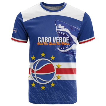 Afro Basketball Custom Cape Verde T shirt Come On Blue Sharks LT14