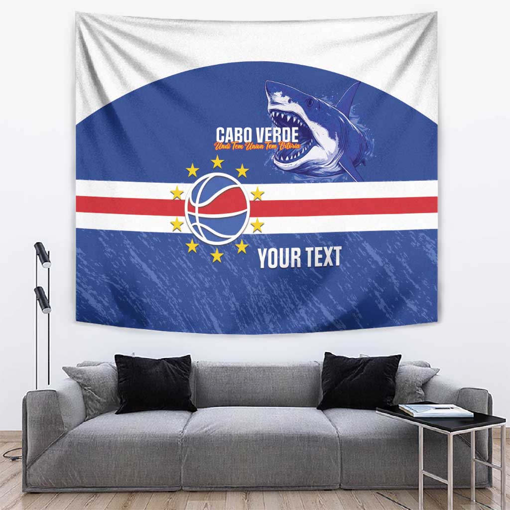 Afro Basketball Custom Cape Verde Tapestry Come On Blue Sharks LT14