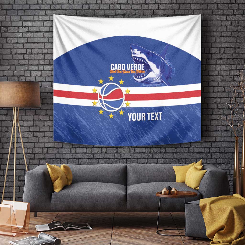 Afro Basketball Custom Cape Verde Tapestry Come On Blue Sharks LT14