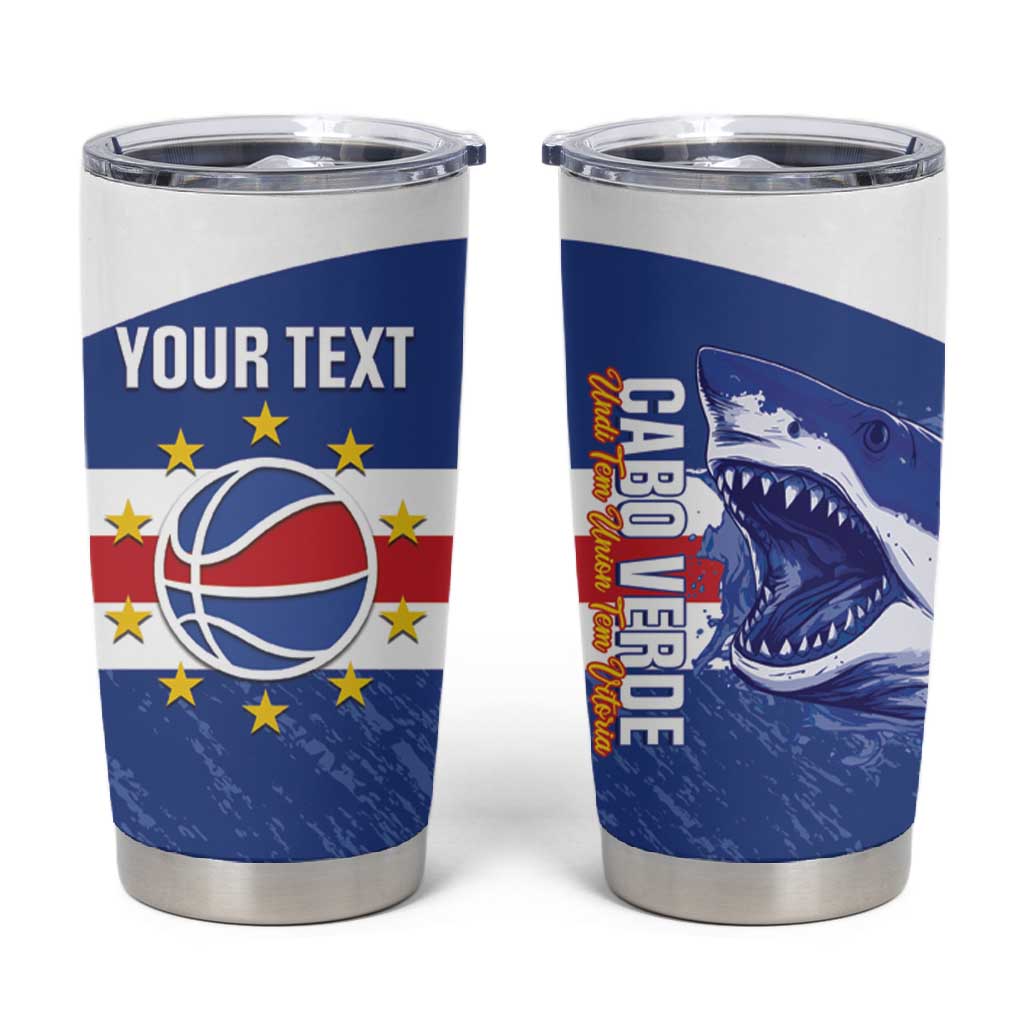 Afro Basketball Custom Cape Verde Tumbler Cup Come On Blue Sharks LT14
