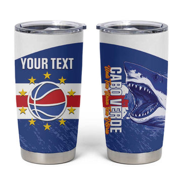 Afro Basketball Custom Cape Verde Tumbler Cup Come On Blue Sharks LT14