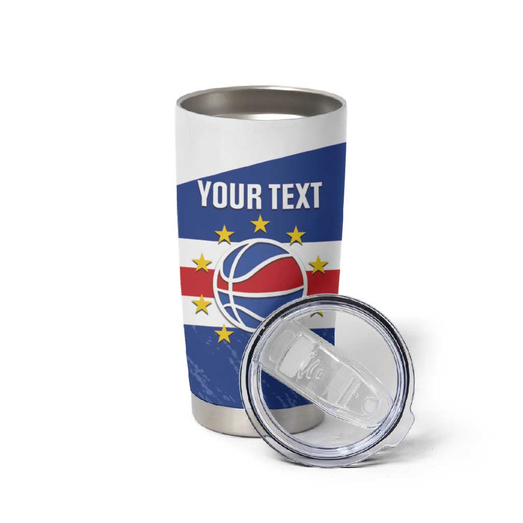 Afro Basketball Custom Cape Verde Tumbler Cup Come On Blue Sharks LT14