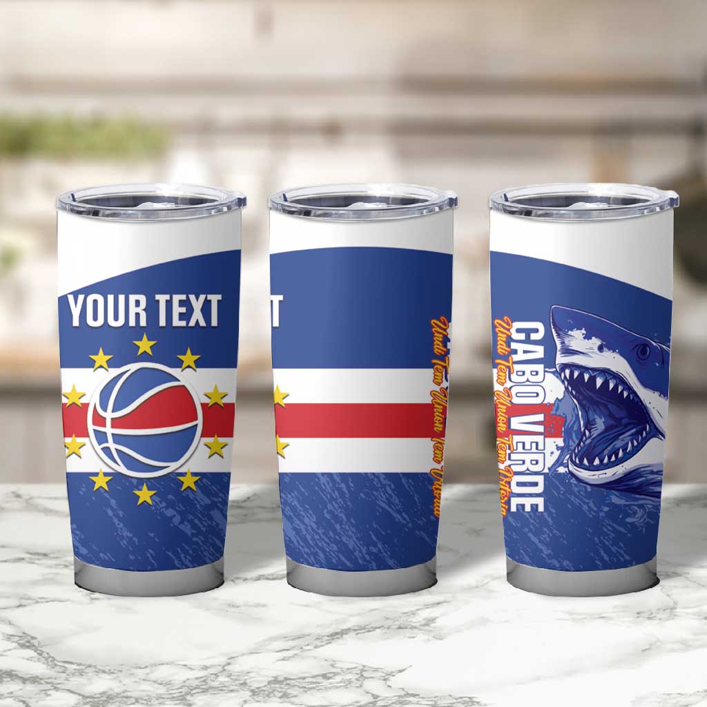 Afro Basketball Custom Cape Verde Tumbler Cup Come On Blue Sharks LT14