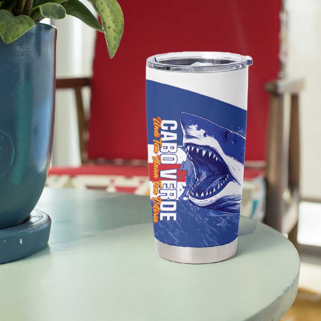 Afro Basketball Custom Cape Verde Tumbler Cup Come On Blue Sharks LT14