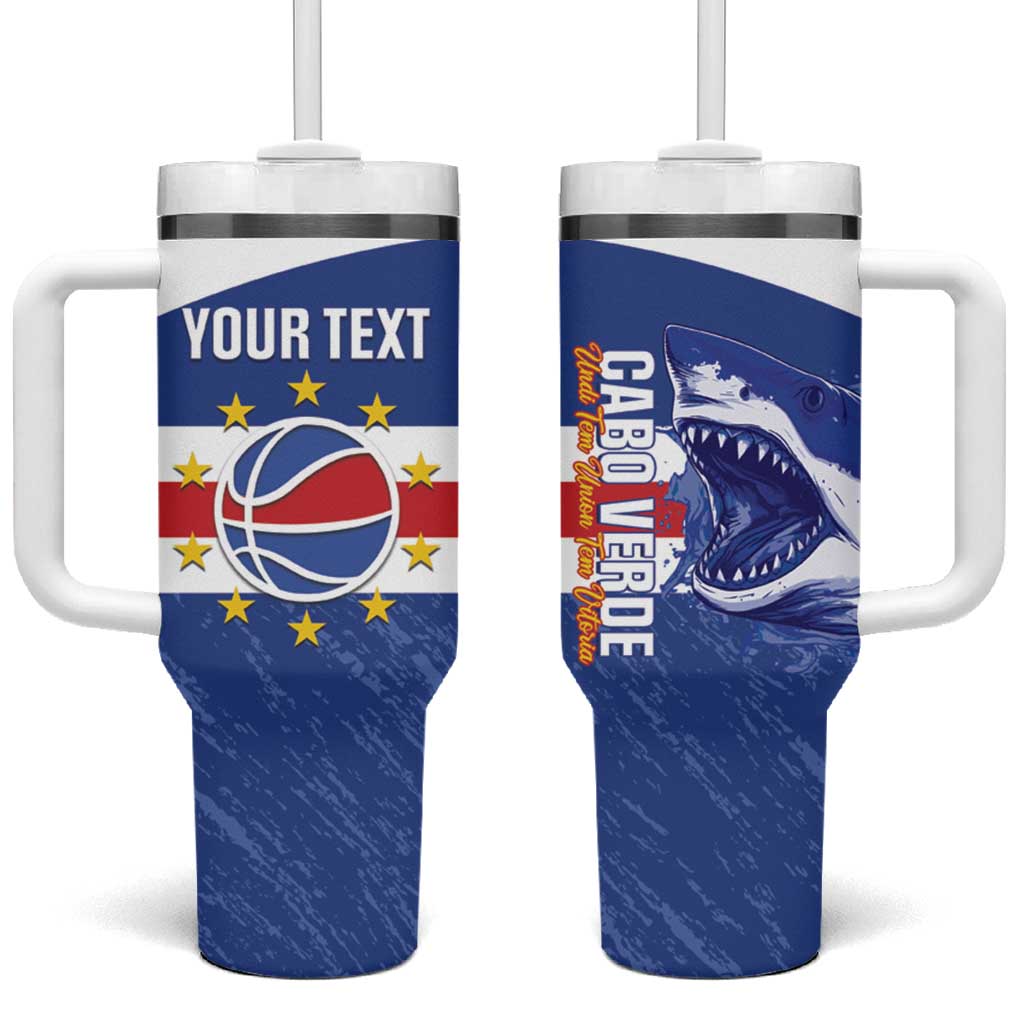 Afro Basketball Custom Cape Verde Tumbler With Handle Come On Blue Sharks LT14