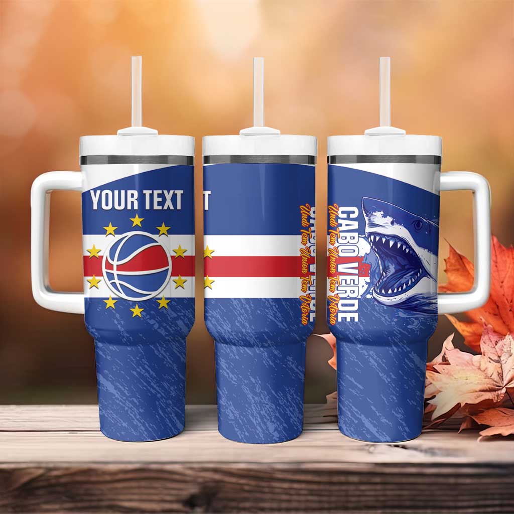Afro Basketball Custom Cape Verde Tumbler With Handle Come On Blue Sharks LT14