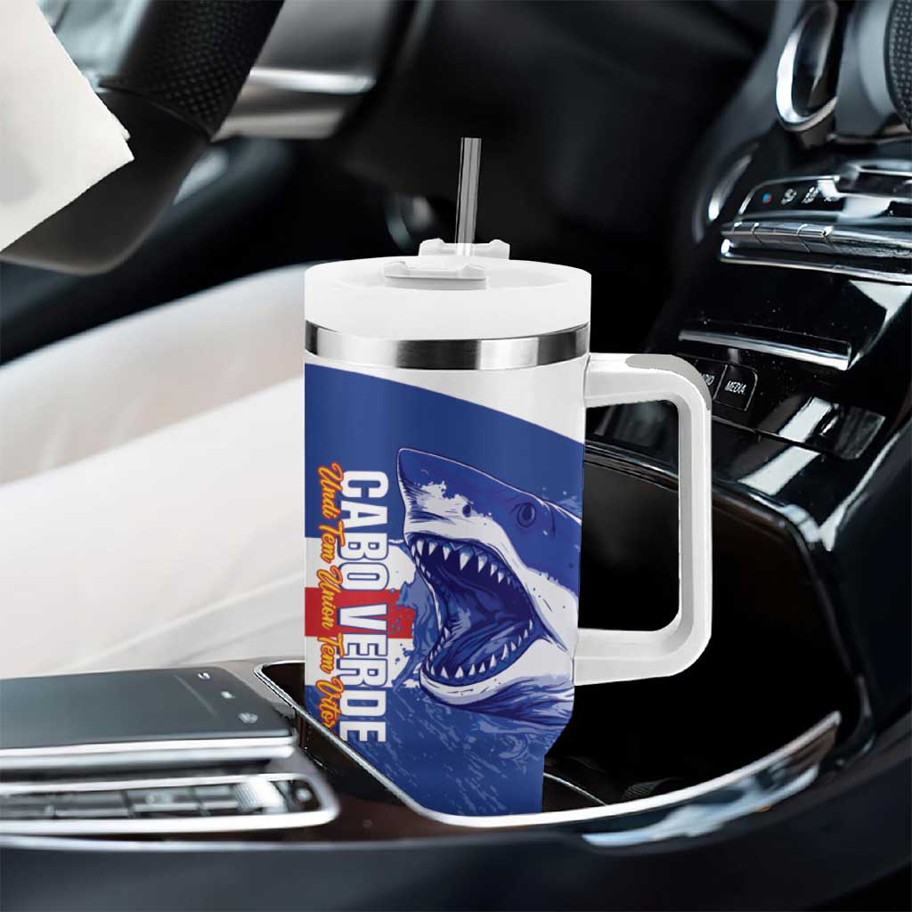 Afro Basketball Custom Cape Verde Tumbler With Handle Come On Blue Sharks LT14