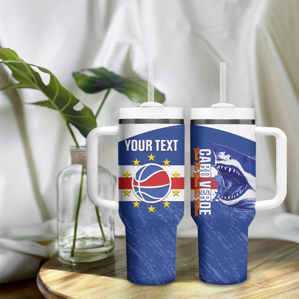 Afro Basketball Custom Cape Verde Tumbler With Handle Come On Blue Sharks LT14