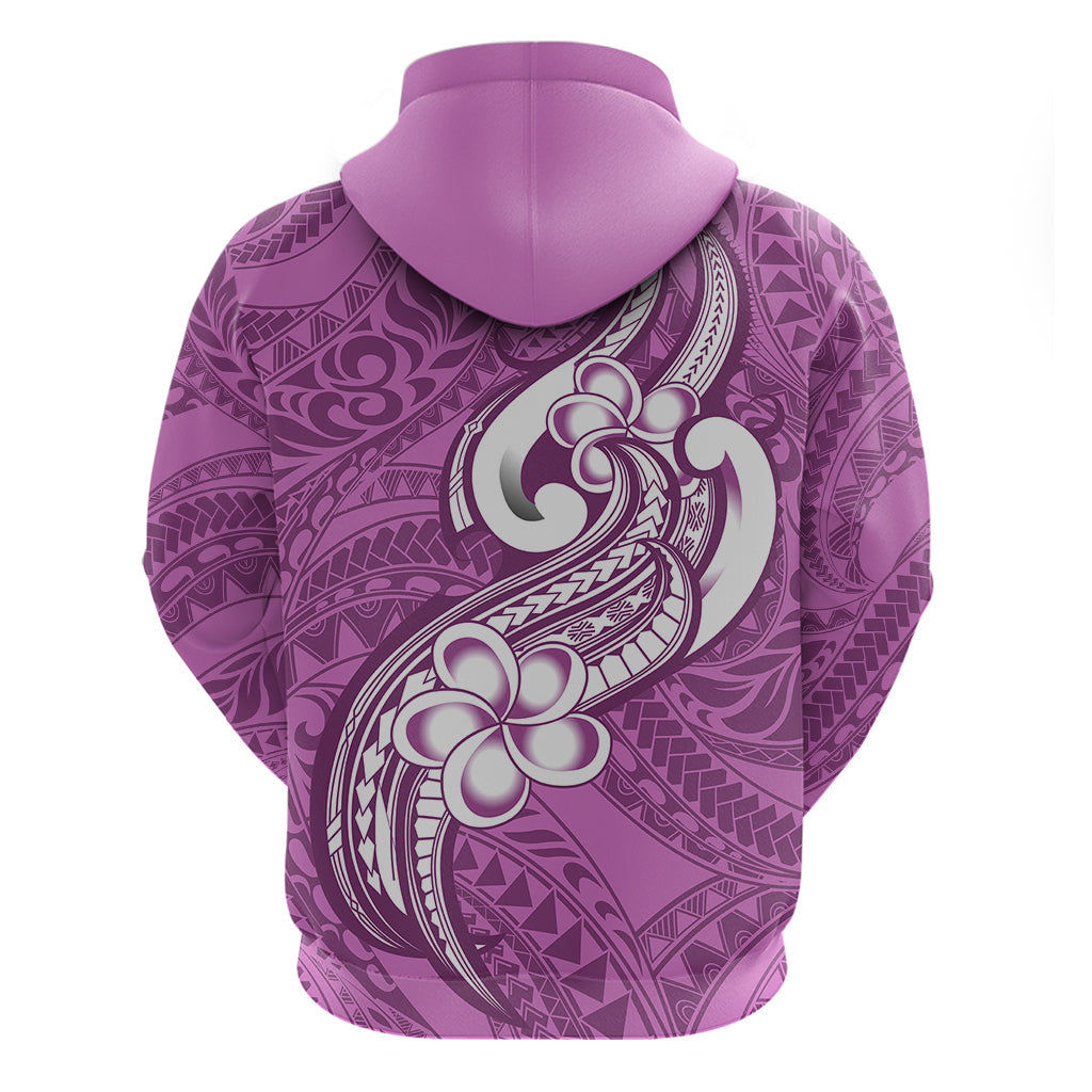 Polynesia Hoodie Plumeria With Tribal Pattern Pink Pastel Vibes LT14