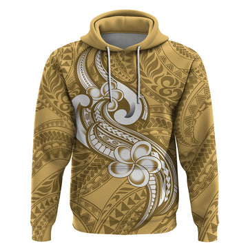 Polynesia Hoodie Plumeria With Tribal Pattern Yellow Pastel Vibes LT14