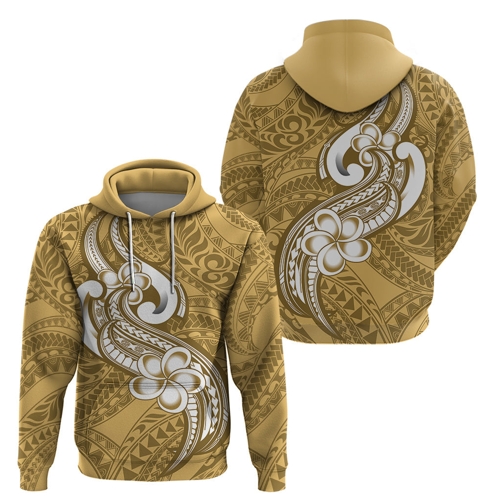 Polynesia Hoodie Plumeria With Tribal Pattern Yellow Pastel Vibes LT14
