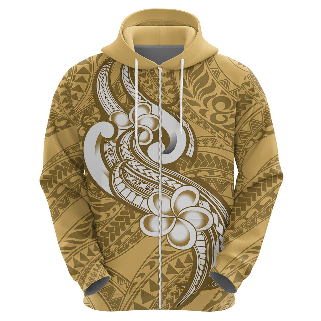 Polynesia Hoodie Plumeria With Tribal Pattern Yellow Pastel Vibes LT14