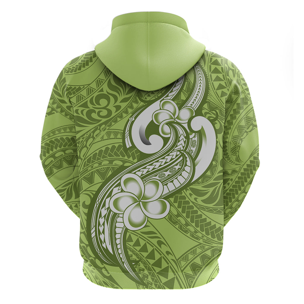 Polynesia Hoodie Plumeria With Tribal Pattern Green Pastel Vibes LT14