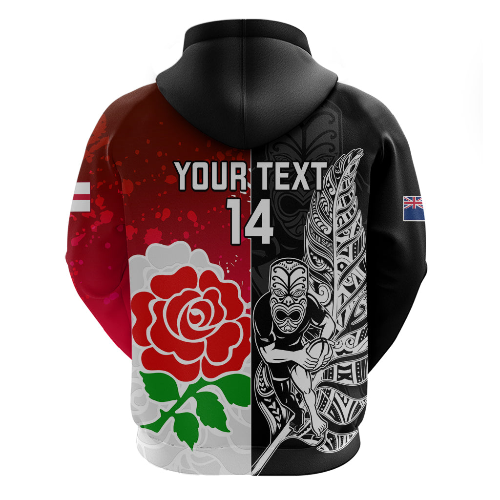 Custom New Zealand And England Rugby Hoodie 2023 World Cup All Black Combine Red Roses LT14