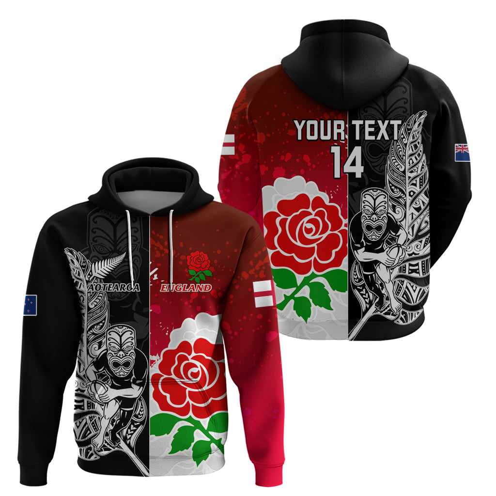 Custom New Zealand And England Rugby Hoodie 2023 World Cup All Black Combine Red Roses LT14