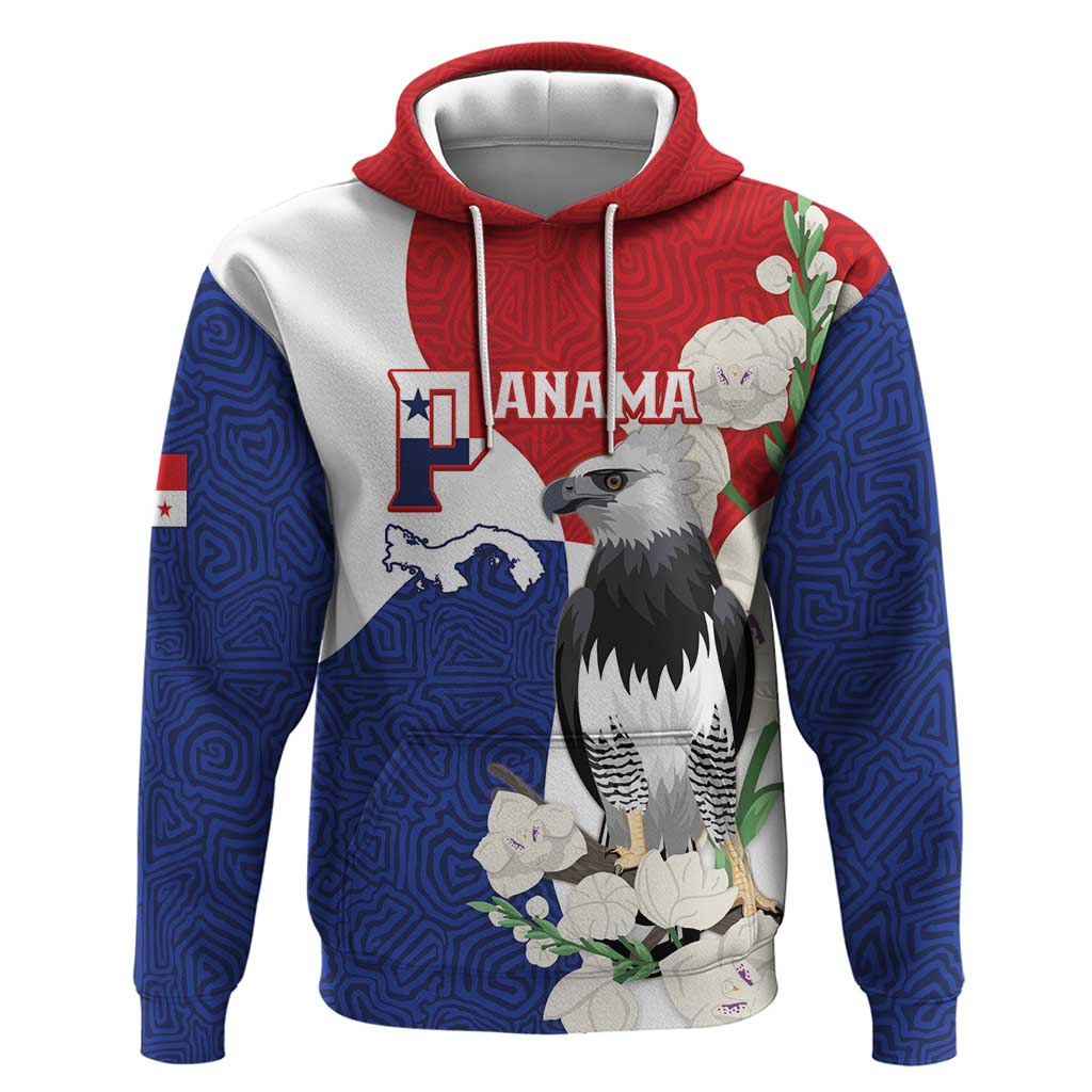 Panama Independence Day Hoodie Harpy Eagle With Mola Pattern - Flag Style LT14