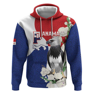 Panama Independence Day Hoodie Harpy Eagle With Mola Pattern - Flag Style LT14