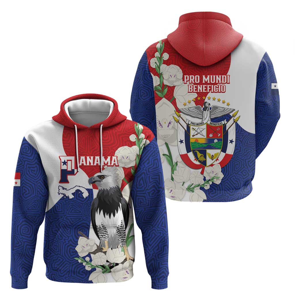 Panama Independence Day Hoodie Harpy Eagle With Mola Pattern - Flag Style LT14