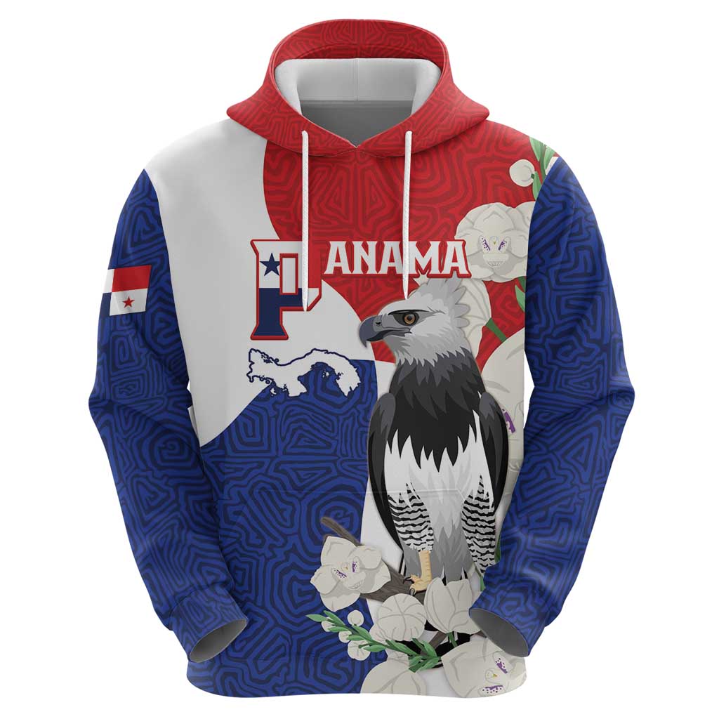 Panama Independence Day Hoodie Harpy Eagle With Mola Pattern - Flag Style LT14