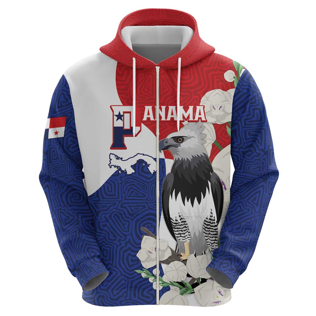 Panama Independence Day Hoodie Harpy Eagle With Mola Pattern - Flag Style LT14