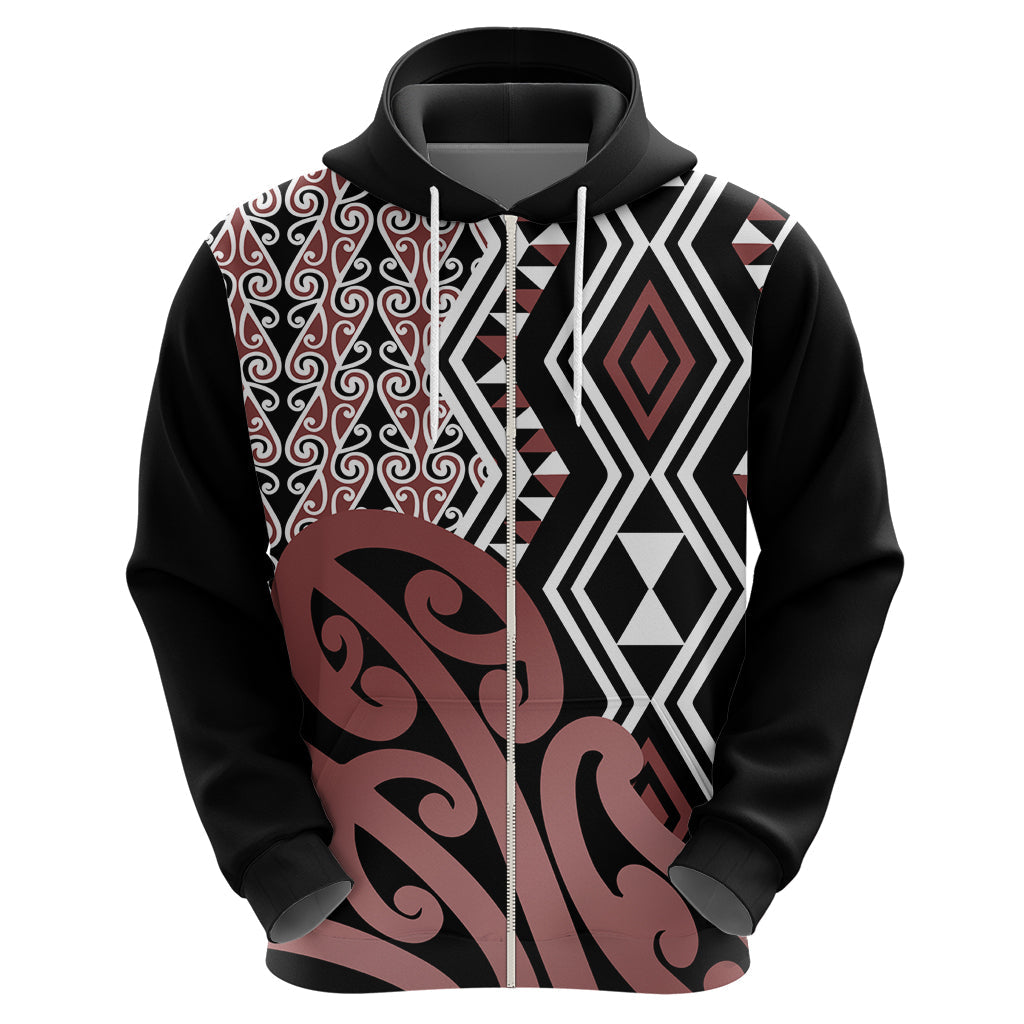 New Zealand Hoodie Aotearoa Kowhaiwhai Mix Taniko Art LT14