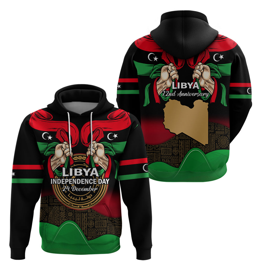 Libya Independence Day Hoodie Happy 24 December African Pattern Flag Style LT14