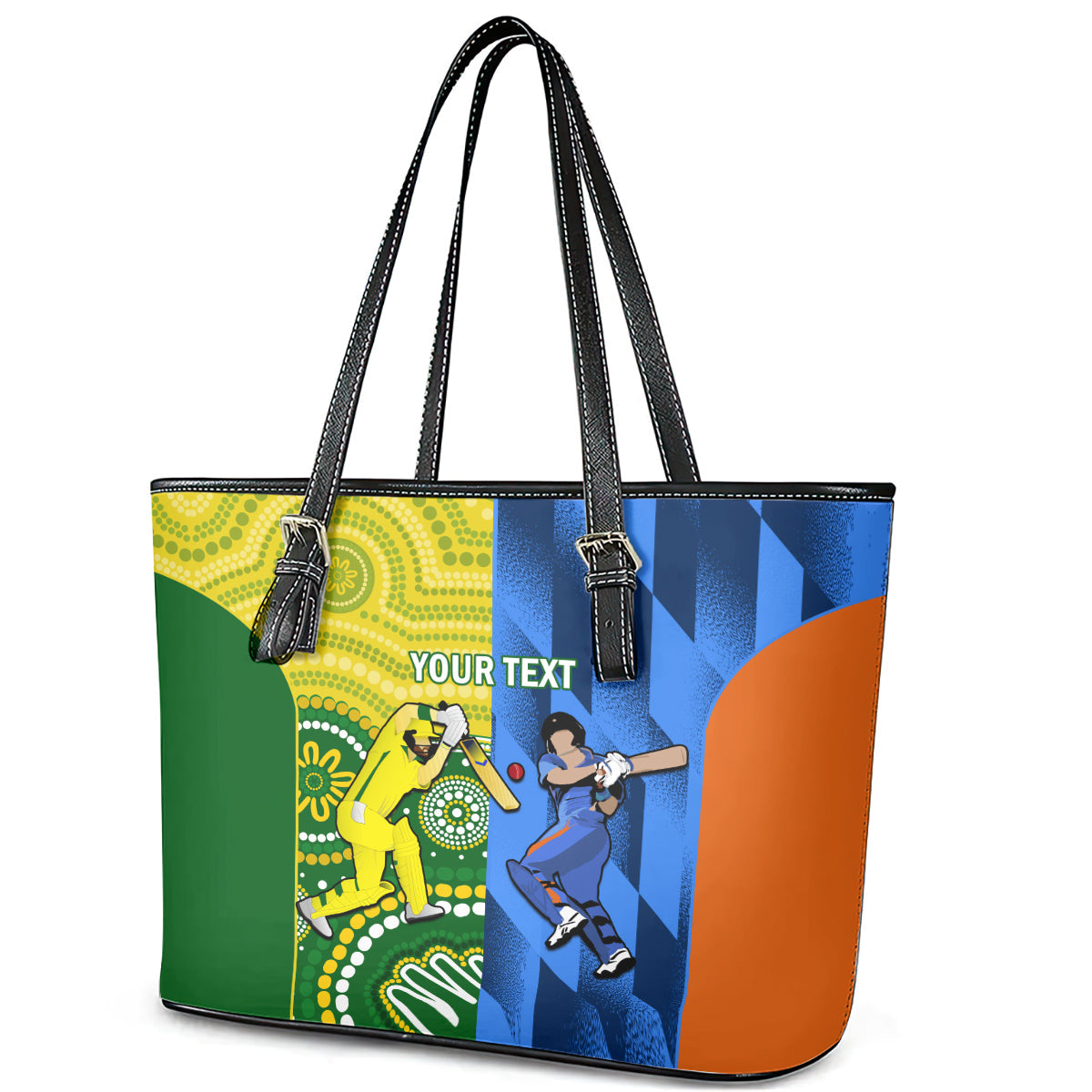 Custom Australia And India Cricket Leather Tote Bag 2023 World Cup Final Together LT14