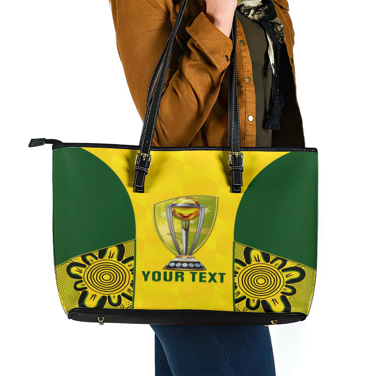 Custom Australia Cricket Leather Tote Bag World Cup Go Champions 2023 Indigenous LT14