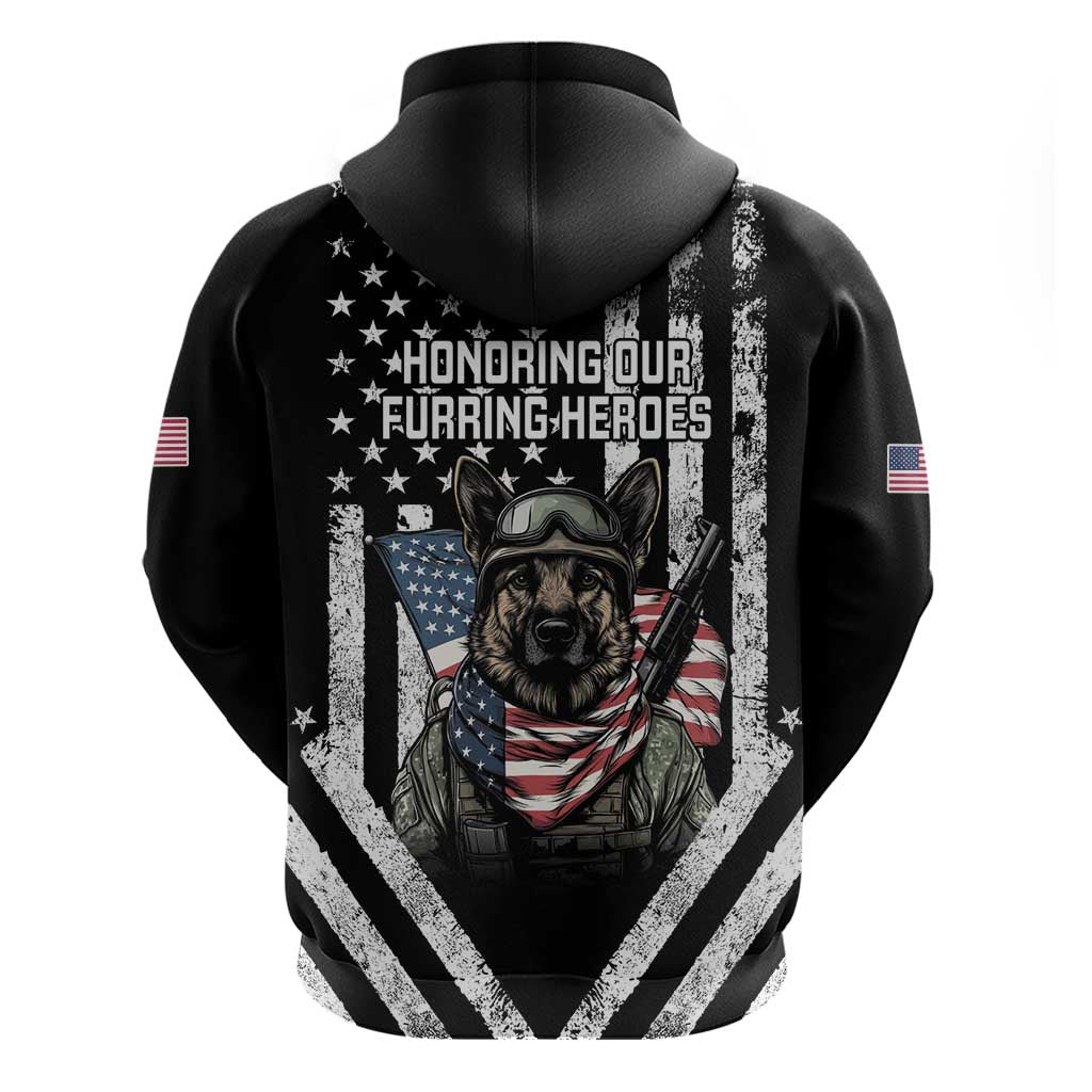 USA National K9 Veterans Day Hoodie Honoring Our Furring Heroes LT14
