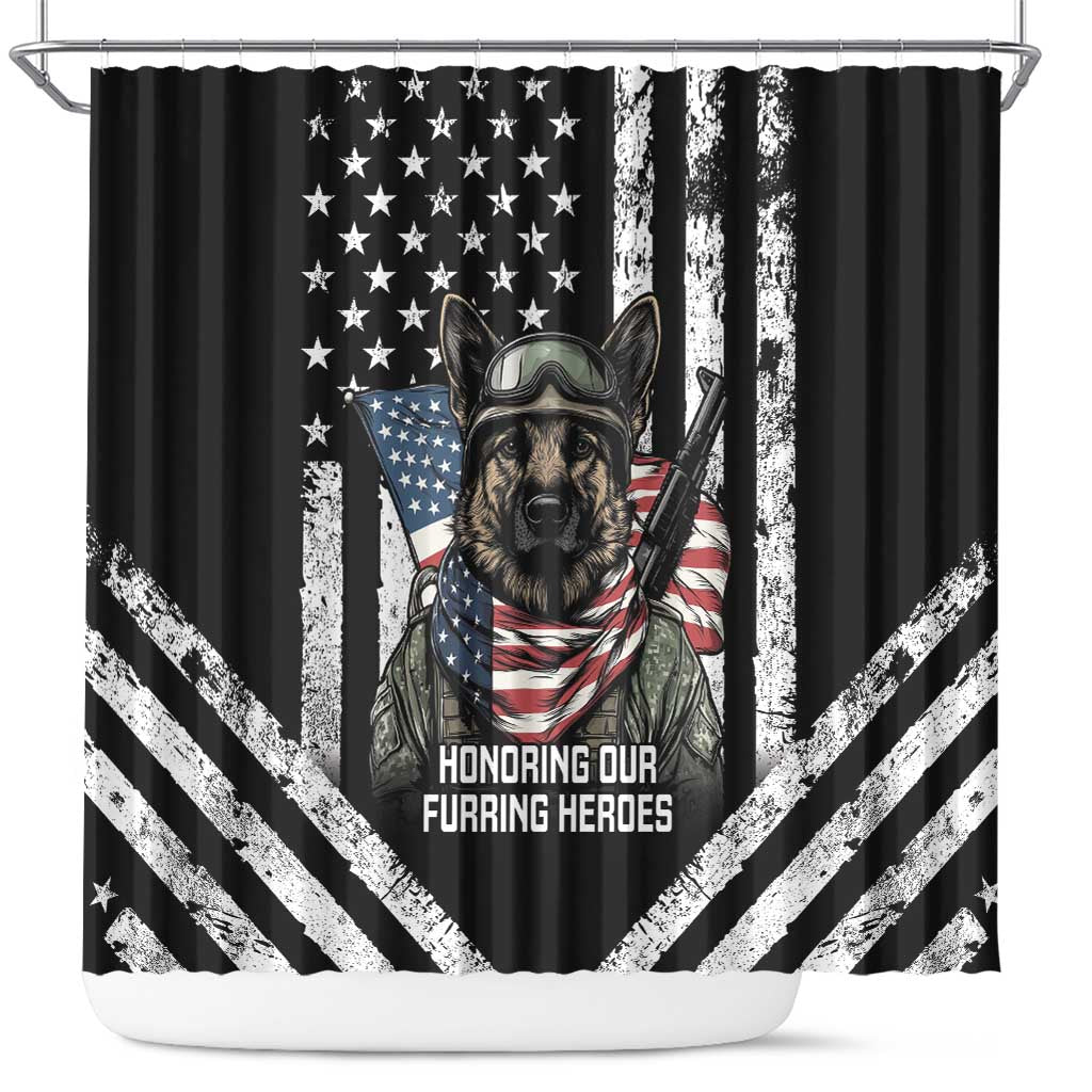 USA National K9 Veterans Day Shower Curtain Honoring Our Furring Heroes LT14