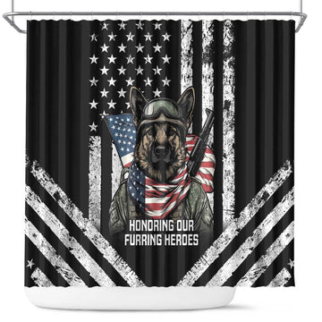 USA National K9 Veterans Day Shower Curtain Honoring Our Furring Heroes LT14