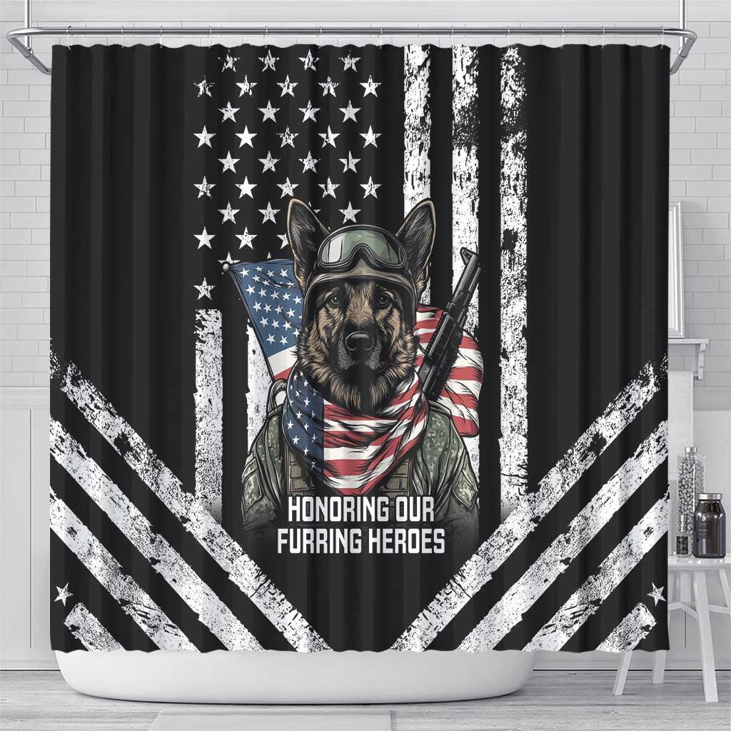 USA National K9 Veterans Day Shower Curtain Honoring Our Furring Heroes LT14