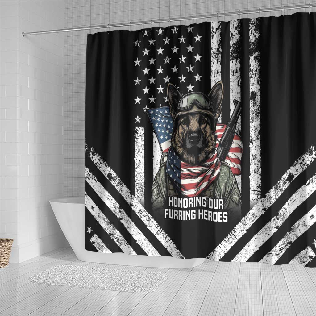USA National K9 Veterans Day Shower Curtain Honoring Our Furring Heroes LT14