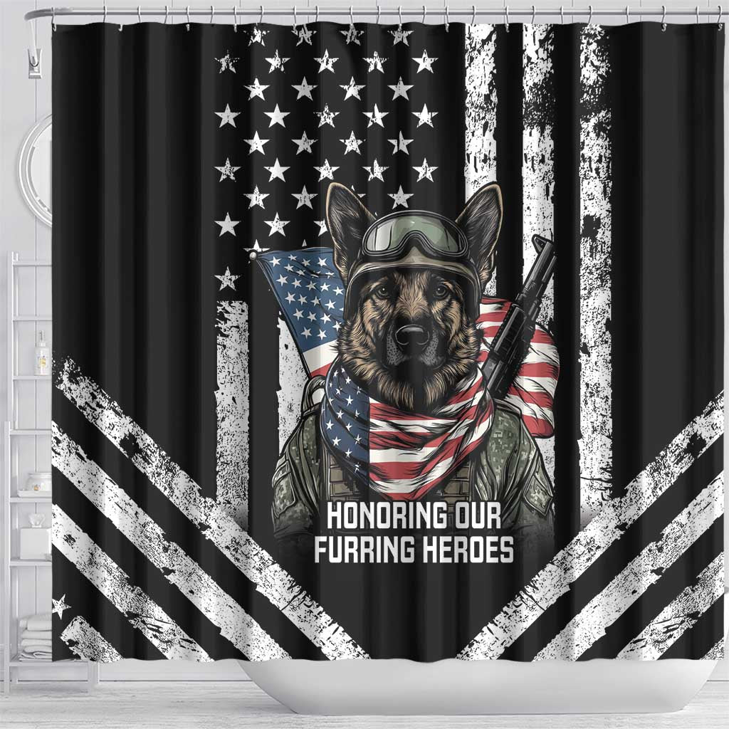 USA National K9 Veterans Day Shower Curtain Honoring Our Furring Heroes LT14