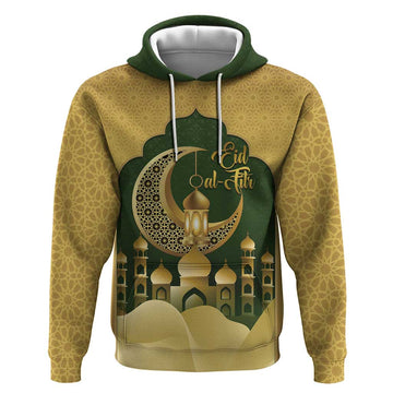 Eid al-Fitr Hoodie Khair Mubarak Islamic Pattern LT14