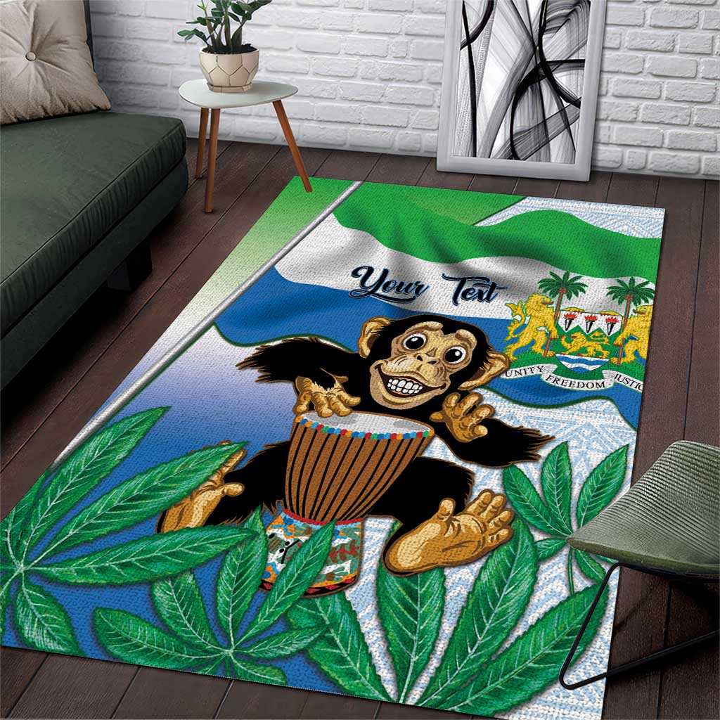 Personalised Afro Sierra Leone Area Rug Chimp With Drum - Happy Independence Day LT14
