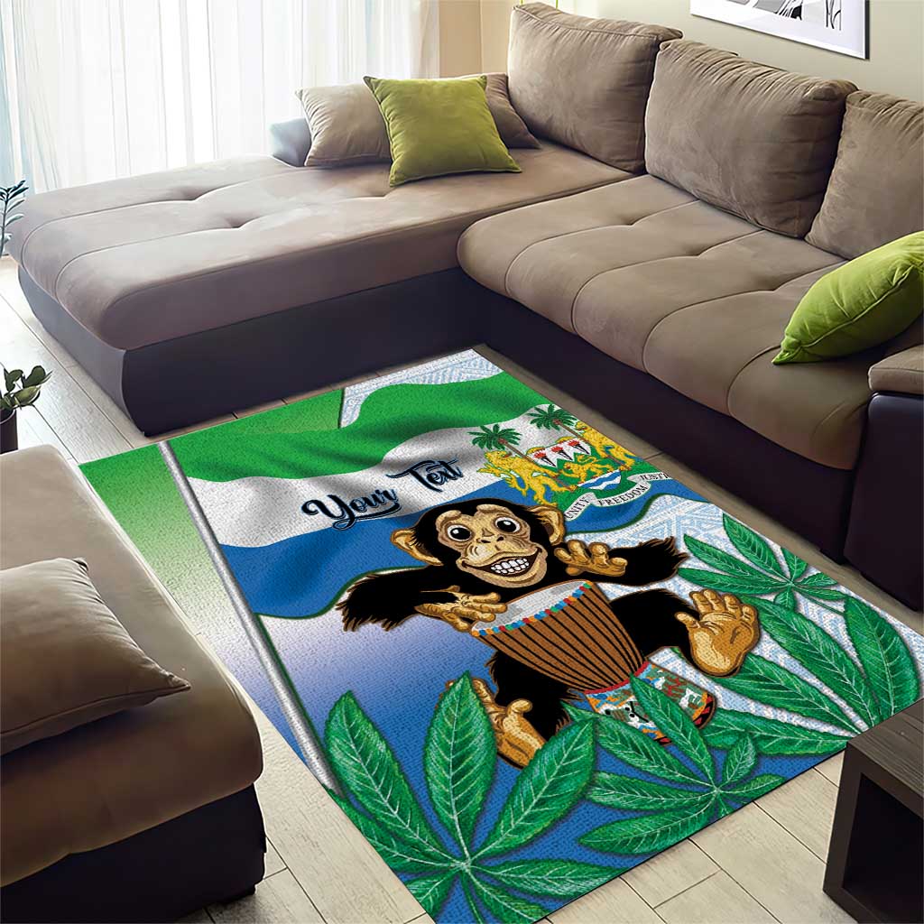 Personalised Afro Sierra Leone Area Rug Chimp With Drum - Happy Independence Day LT14