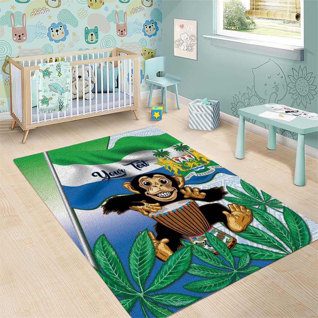Personalised Afro Sierra Leone Area Rug Chimp With Drum - Happy Independence Day LT14