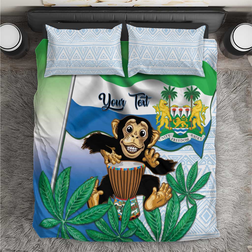 Personalised Afro Sierra Leone Bedding Set Chimp With Drum - Happy Independence Day LT14