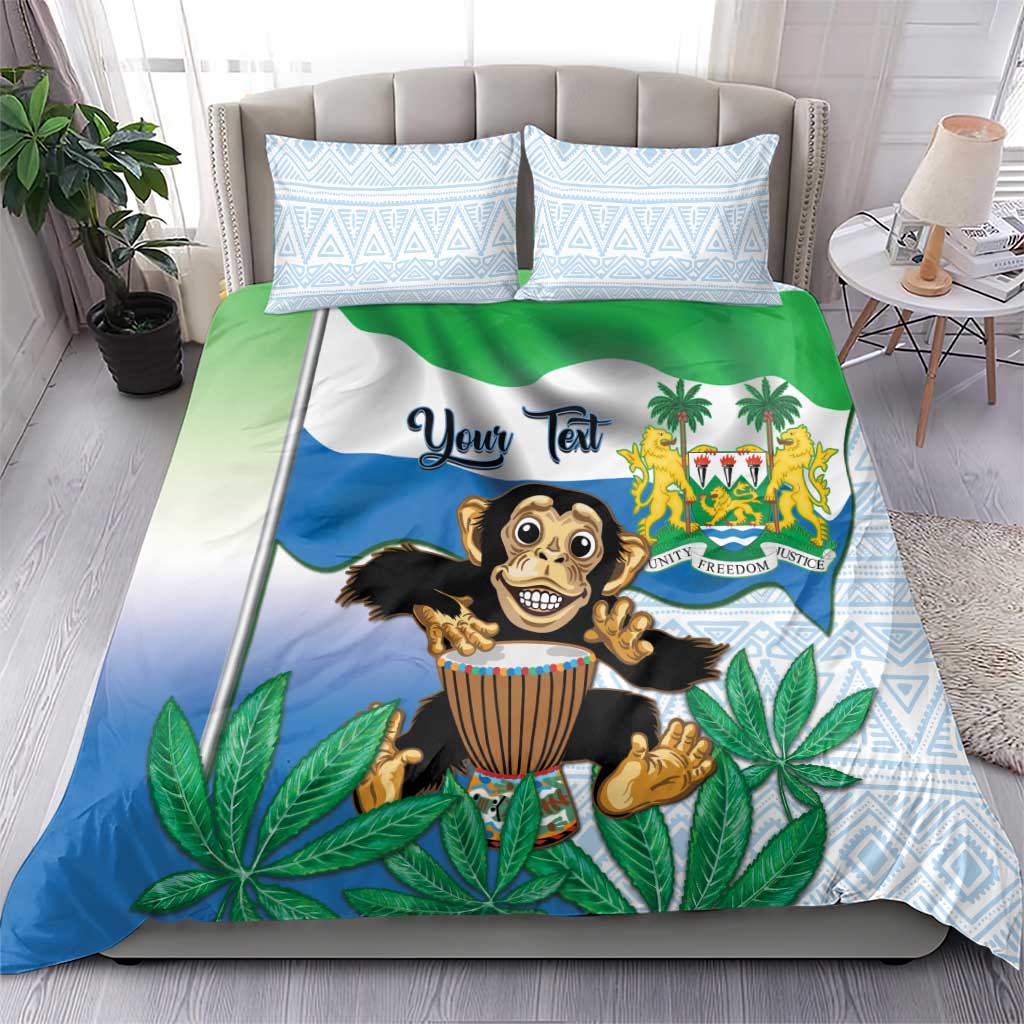 Personalised Afro Sierra Leone Bedding Set Chimp With Drum - Happy Independence Day LT14