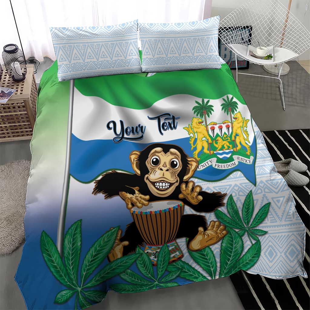 Personalised Afro Sierra Leone Bedding Set Chimp With Drum - Happy Independence Day LT14
