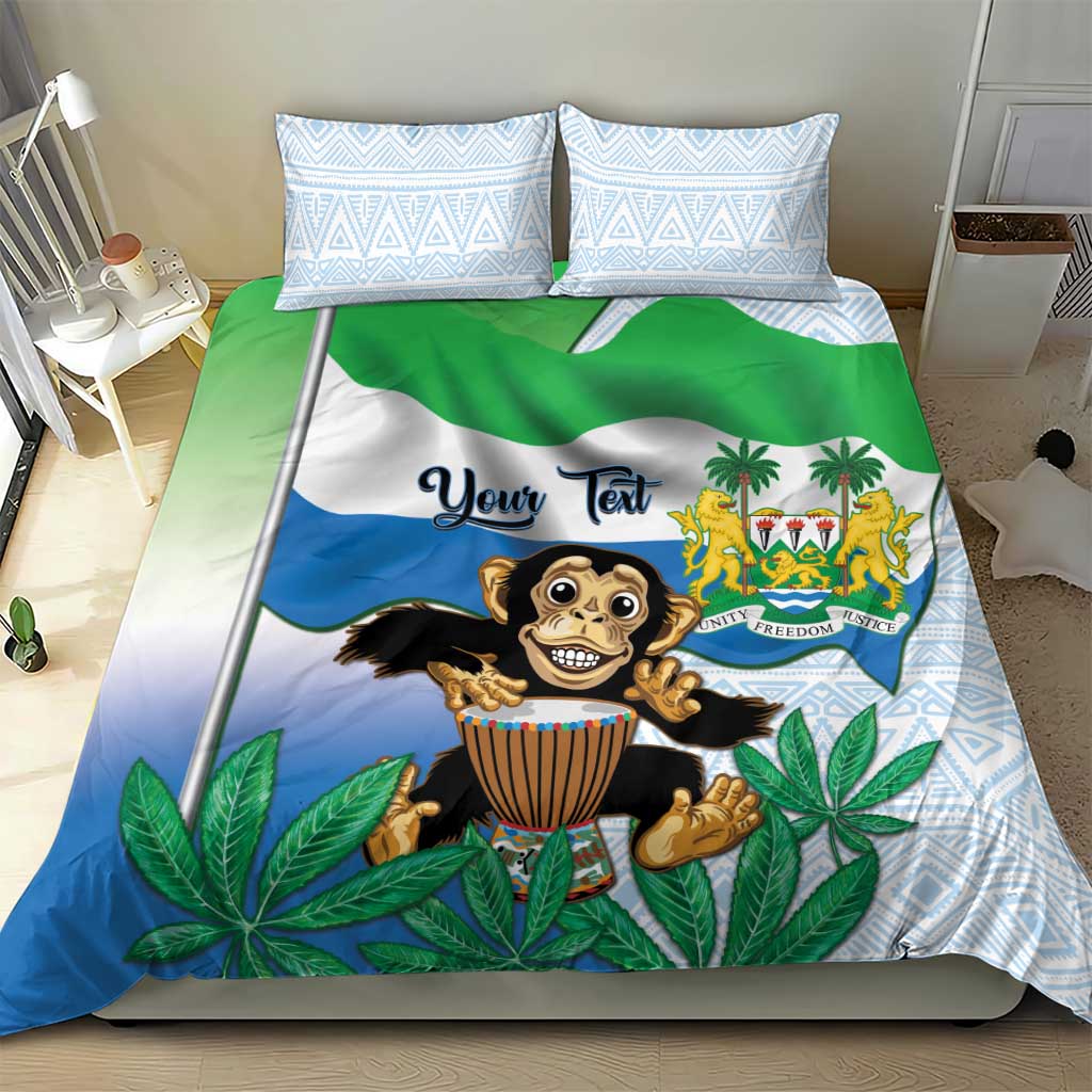Personalised Afro Sierra Leone Bedding Set Chimp With Drum - Happy Independence Day LT14