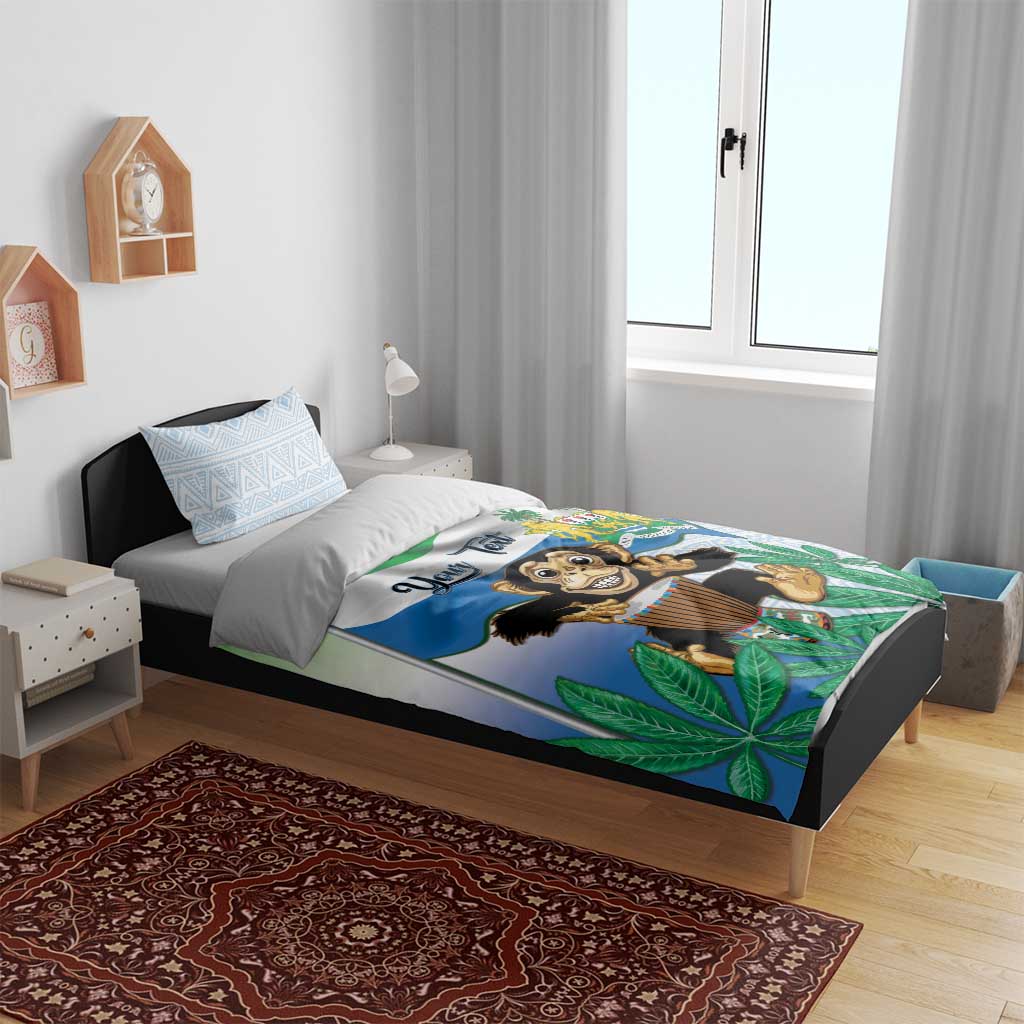 Personalised Afro Sierra Leone Bedding Set Chimp With Drum - Happy Independence Day LT14
