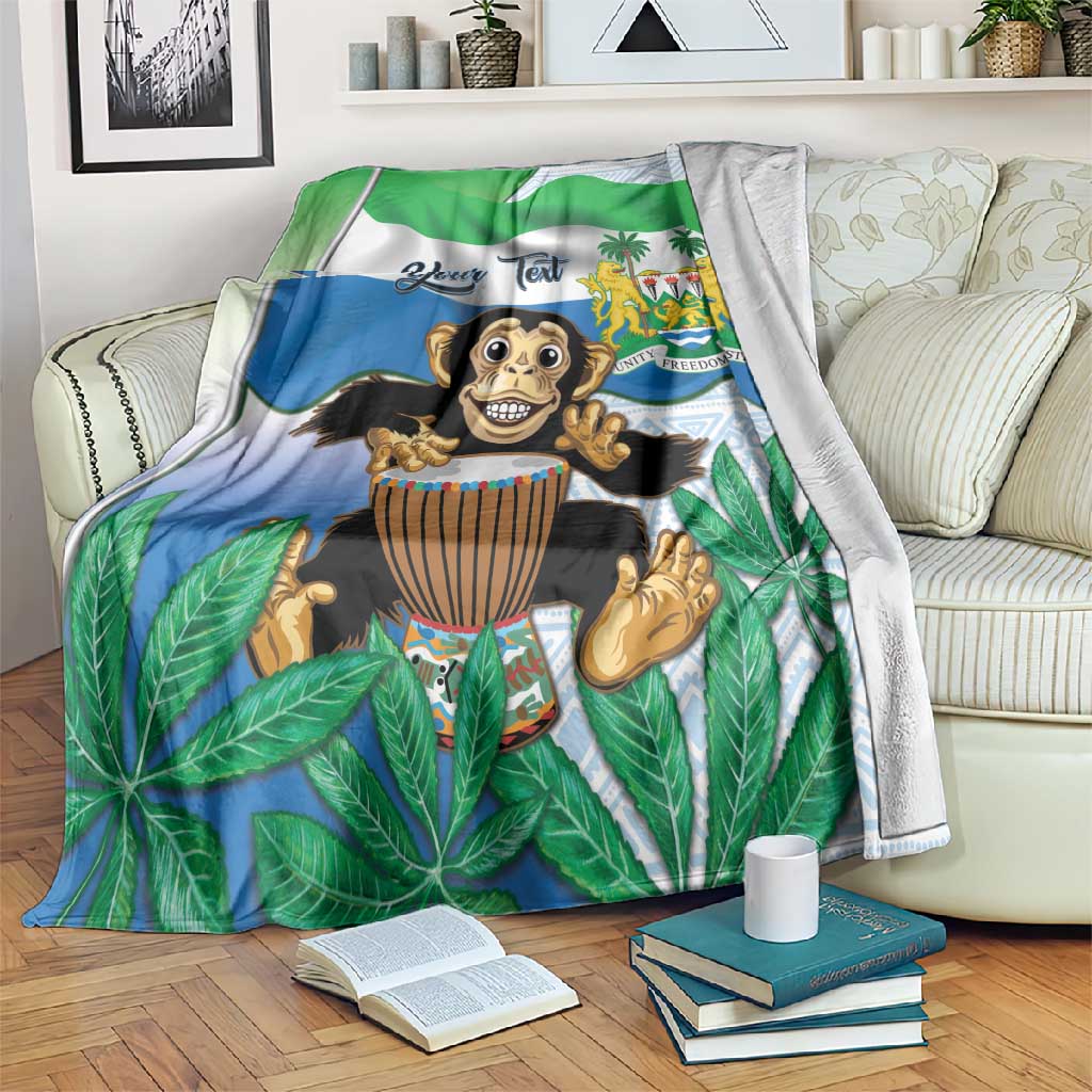 Personalised Afro Sierra Leone Blanket Chimp With Drum - Happy Independence Day LT14