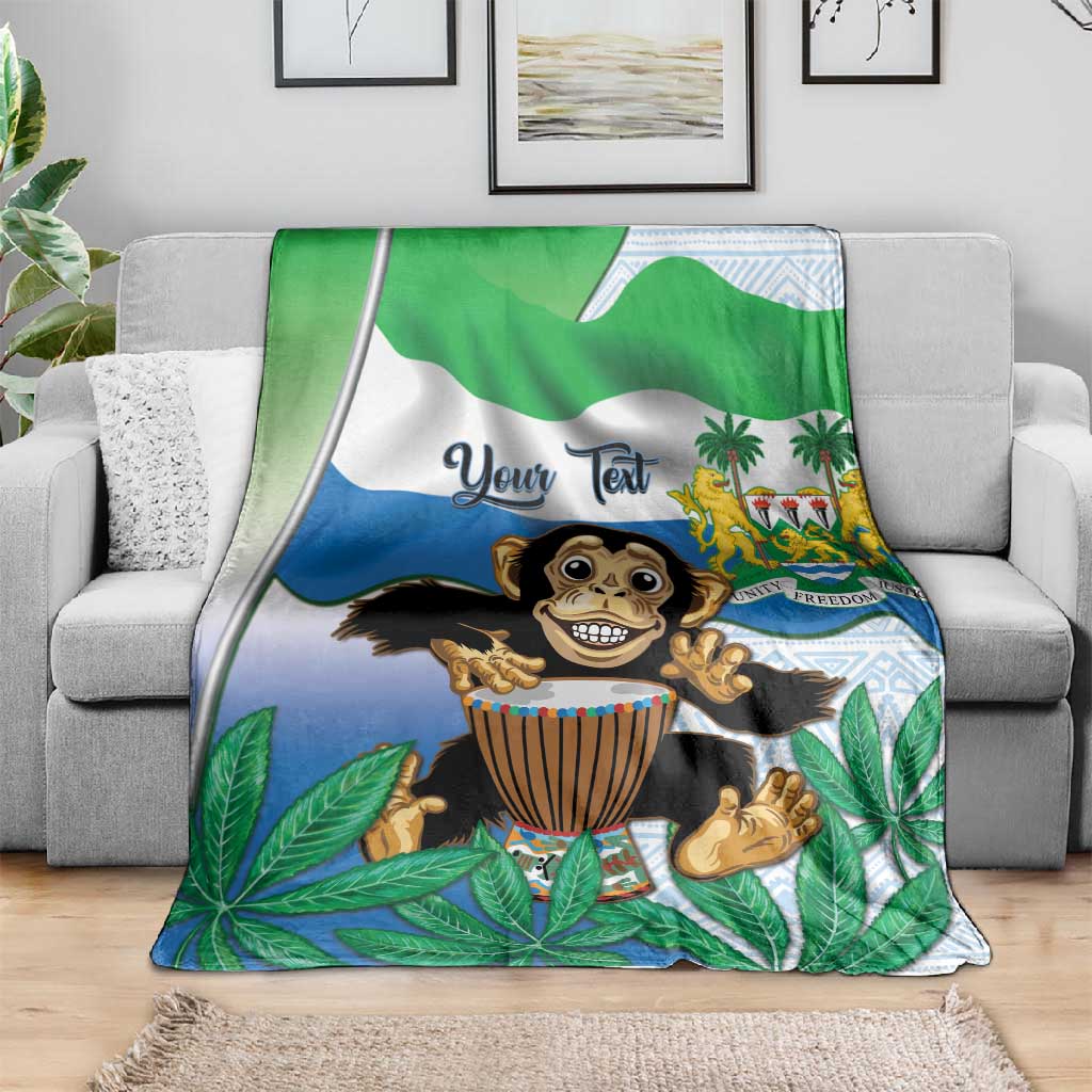 Personalised Afro Sierra Leone Blanket Chimp With Drum - Happy Independence Day LT14