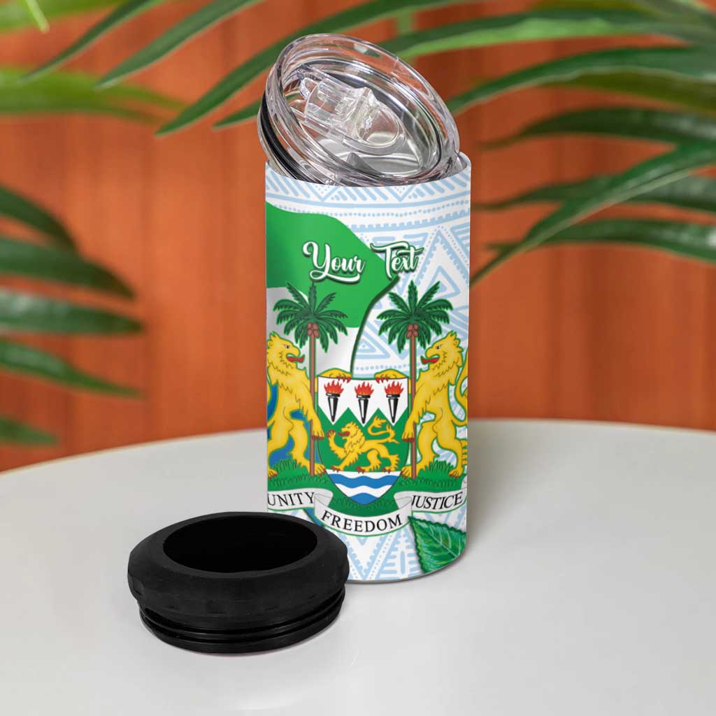 Personalised Afro Sierra Leone 4 in 1 Can Cooler Tumbler Chimp With Drum - Happy Independence Day LT14