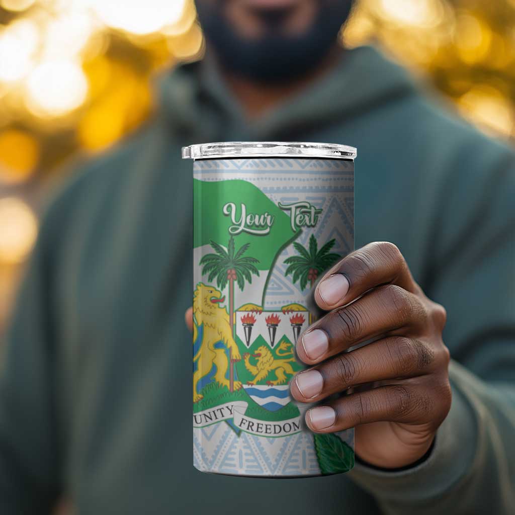 Personalised Afro Sierra Leone 4 in 1 Can Cooler Tumbler Chimp With Drum - Happy Independence Day LT14