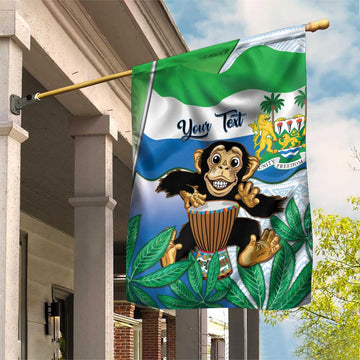 Personalised Afro Sierra Leone Garden Flag Chimp With Drum - Happy Independence Day LT14